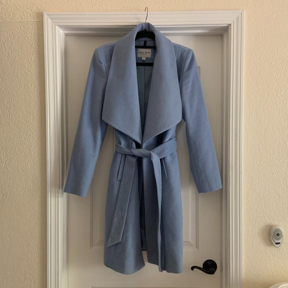 Cole Haan Wrap Coat Powder Blue